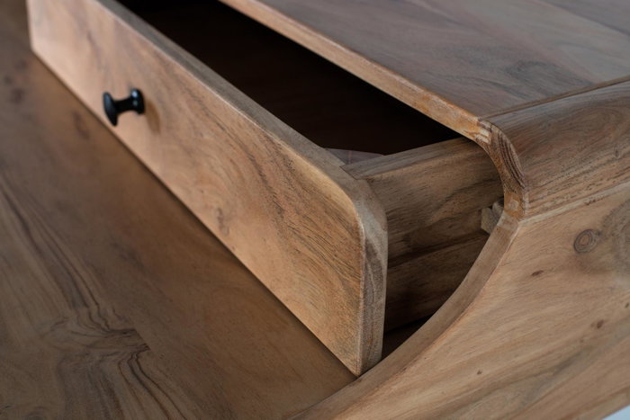 GINER Y COLOMER Escritorio de Acacia y Metal 115x60x90 cm con 3 Cajones